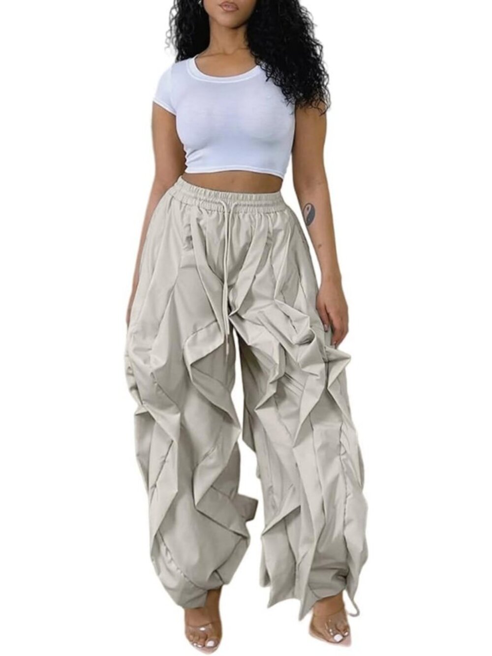 Trendy Women's Cargo Pants | Baggy Parachute Balloon Sweatpants for Comfort